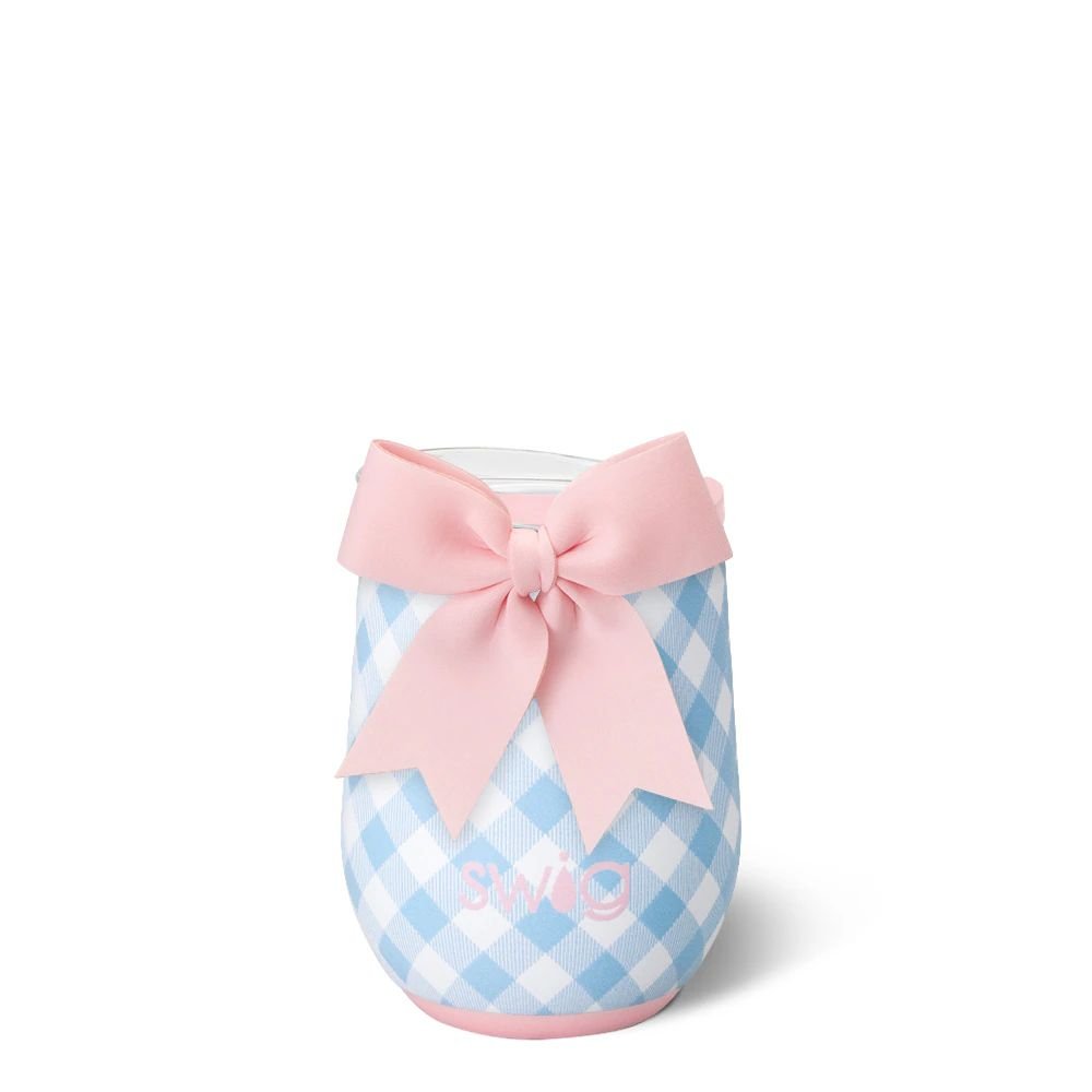 [Swig] Gingham Stemless Wine Cup 12oz - The Pink Pineapple 850