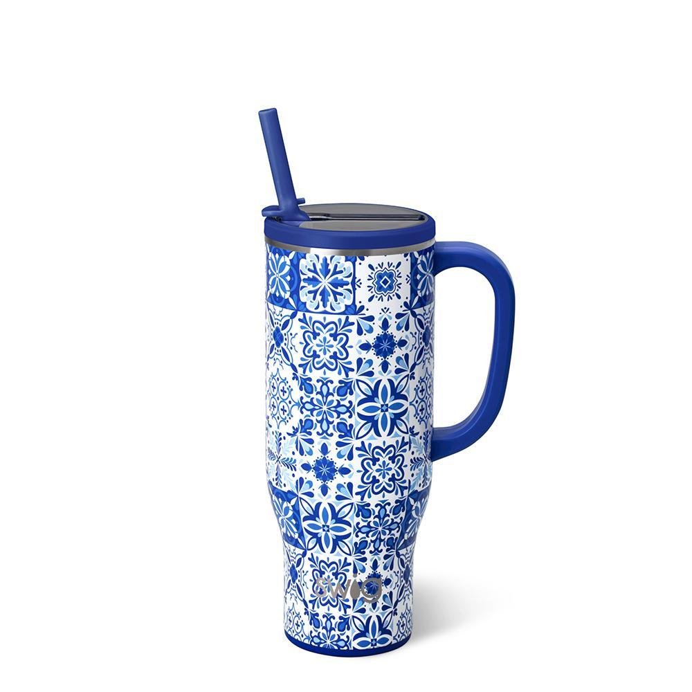 [Swig] Indigo Tiles Mega Mug 30oz - The Pink Pineapple 850
