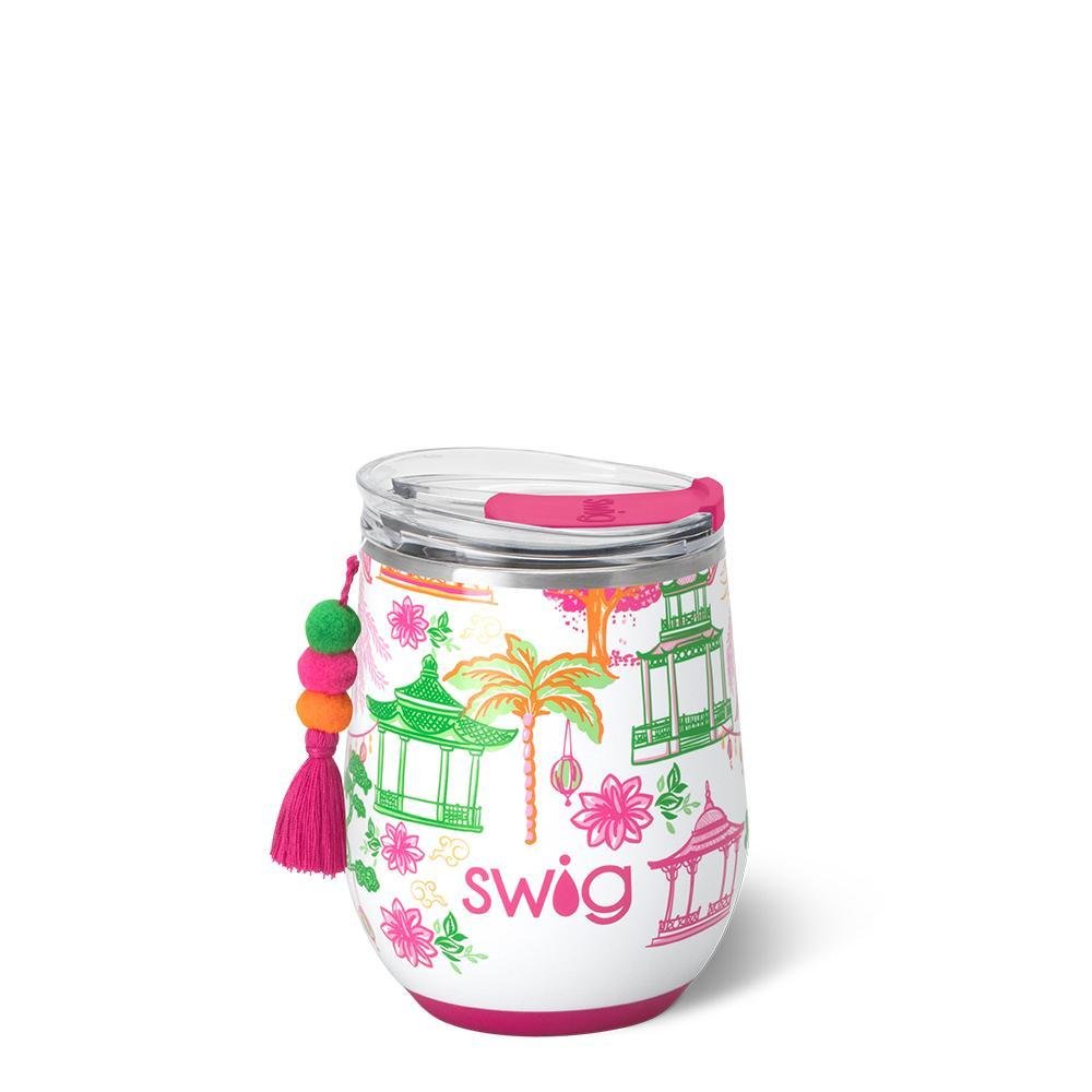 [Swig] Pagoda Paradise Stemless Wine Cup 12oz - The Pink Pineapple 850