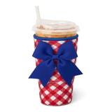 [Swig] Patriotic Gingham Bow Large Iced Cup Coolie - The Pink Pineapple 850