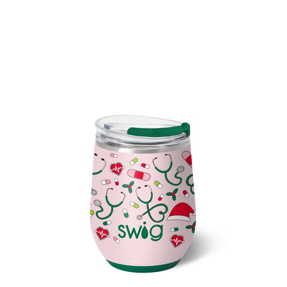 [Swig] Santa's Scrubs Stemless Wine Cup 12oz - The Pink Pineapple 850