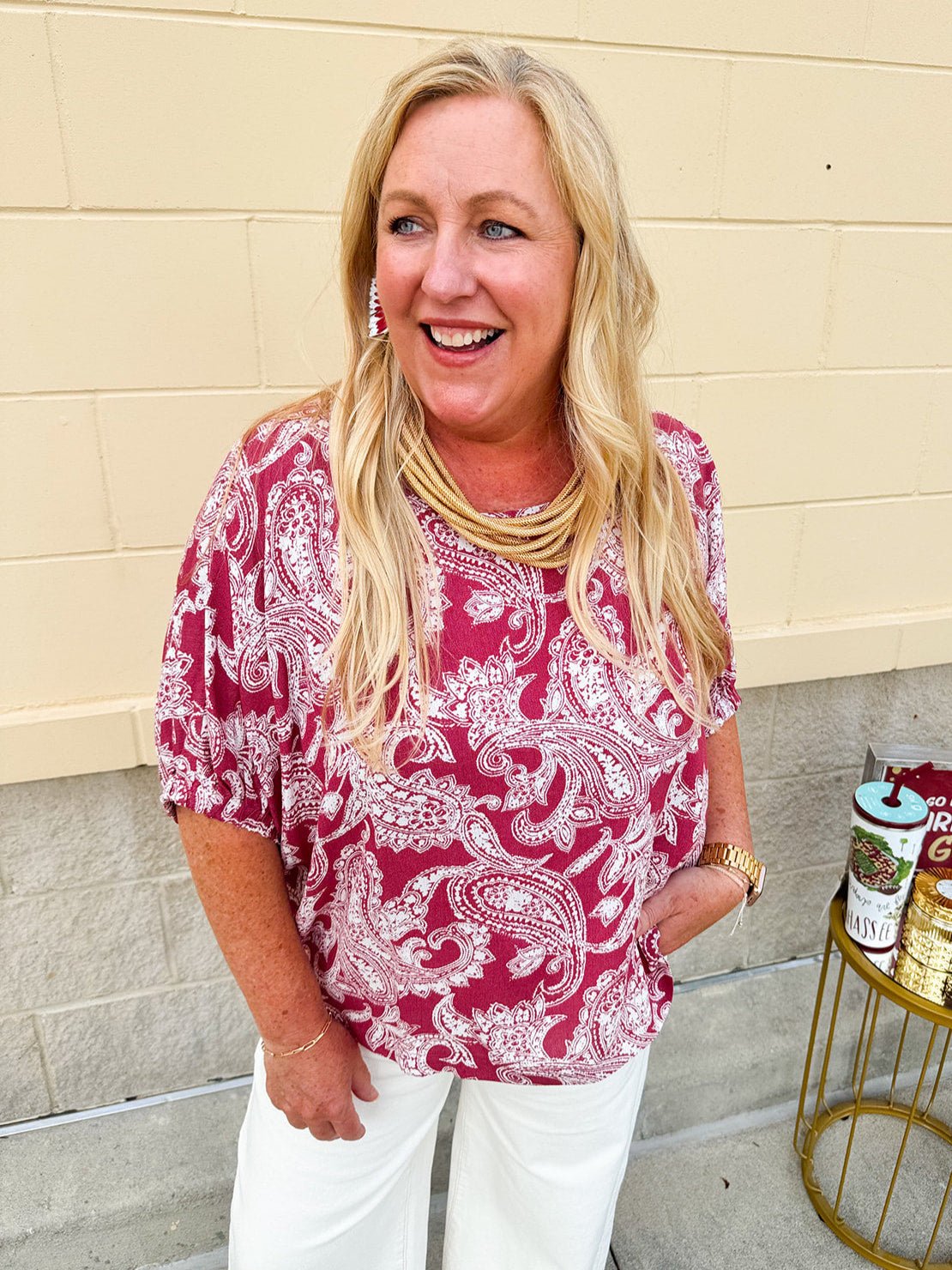 Tailgate Tempo Paisley Dolman Sleeve Top - The Pink Pineapple 850