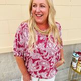 Tailgate Tempo Paisley Dolman Sleeve Top - The Pink Pineapple 850