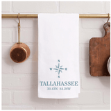 Tallahassee Compass Coordinates Tea Towel - The Pink Pineapple 850