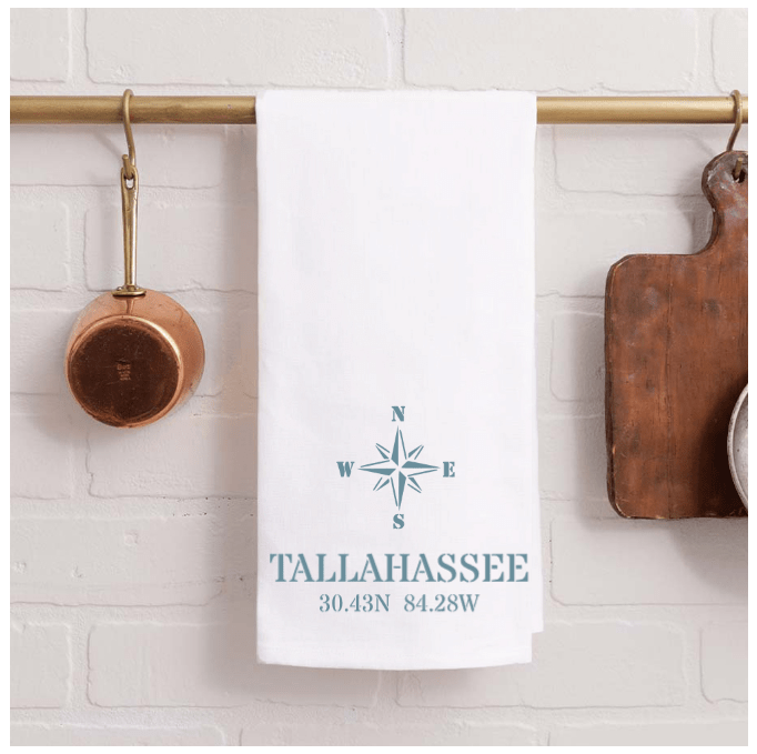 Tallahassee Compass Coordinates Tea Towel - The Pink Pineapple 850