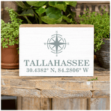 Tallahassee Compass + Coordinates Wooden Block - The Pink Pineapple 850