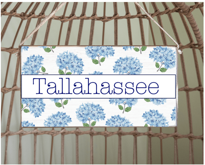 Tallahassee Hydrangea Stems Twine Hanging Sign - The Pink Pineapple 850