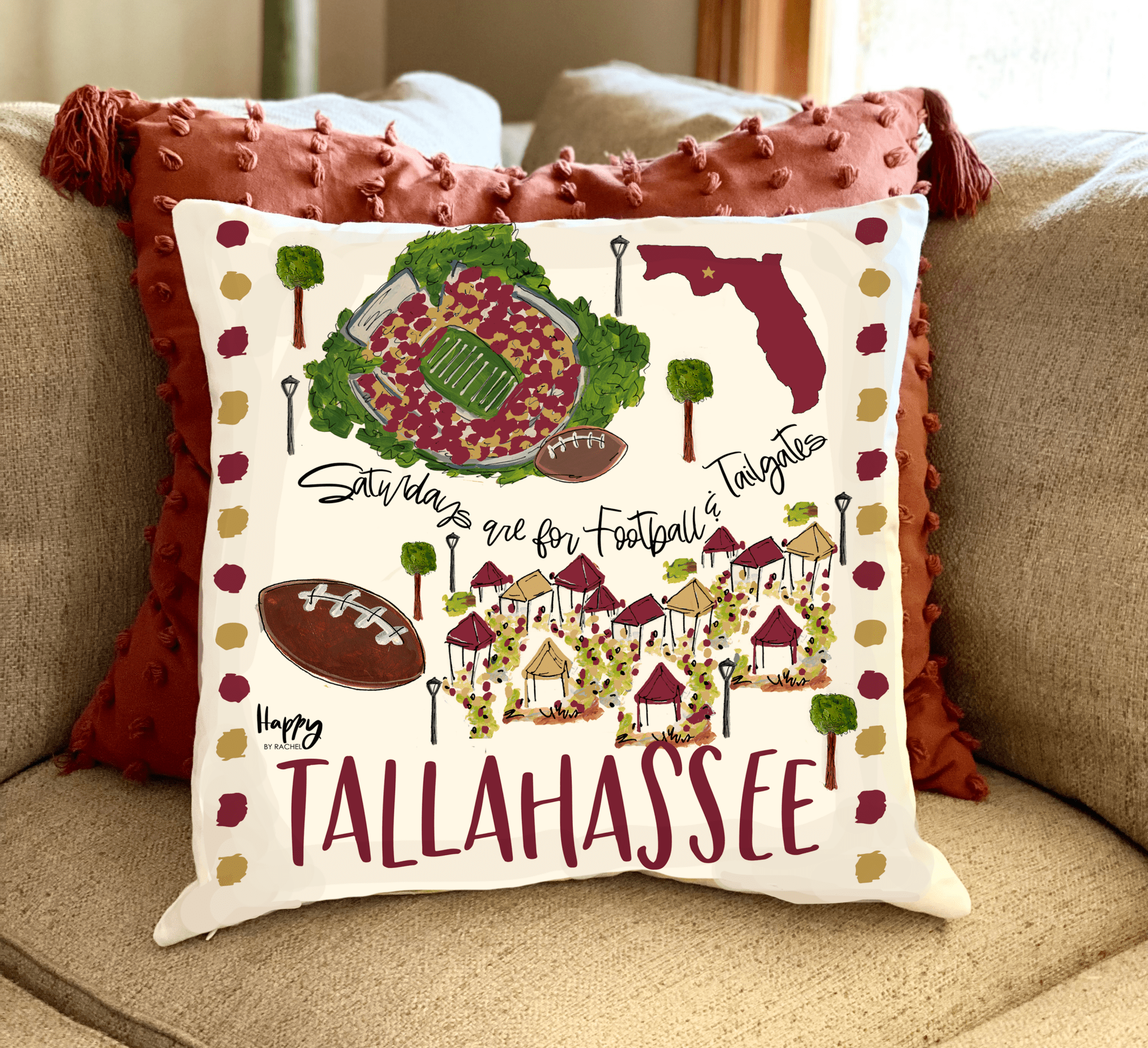 Tallahassee Traditions Pillow - The Pink Pineapple 850