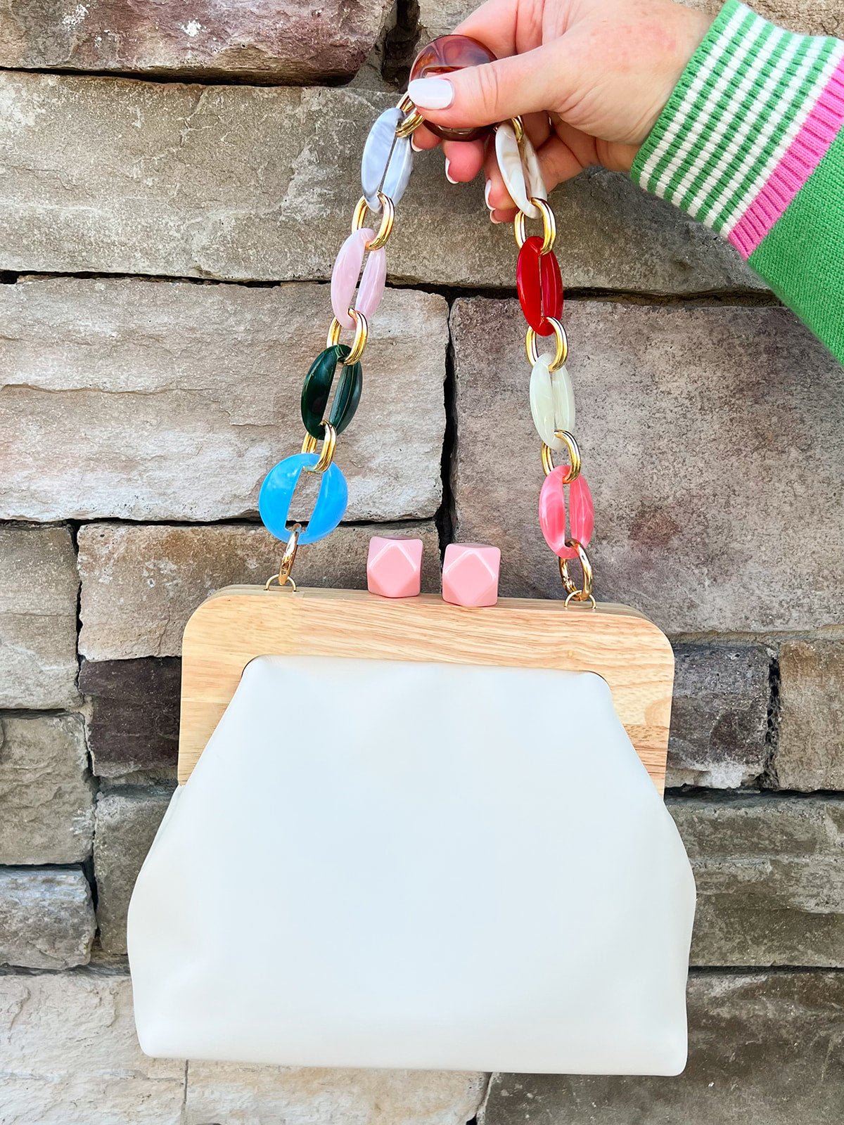 Tallulah Resin Chain Evening Bag - The Pink Pineapple 850