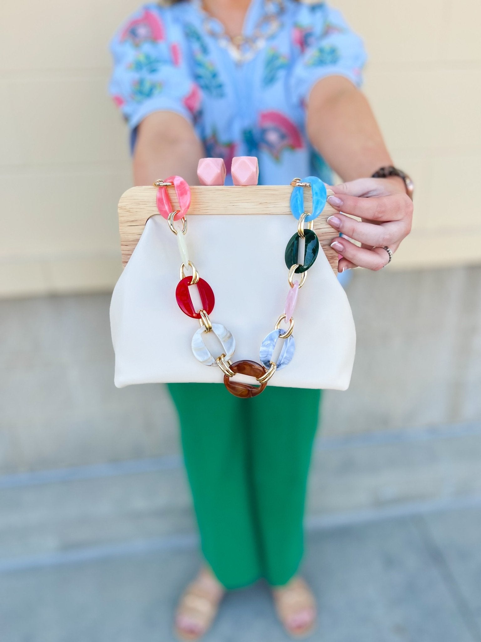 Tallulah Resin Chain Evening Bag - The Pink Pineapple 850