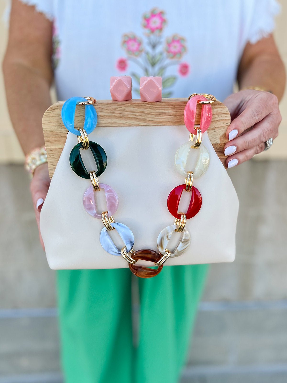 Tallulah Resin Chain Evening Bag - The Pink Pineapple 850