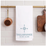 Tallahassee Compass Coordinates Tea Towel