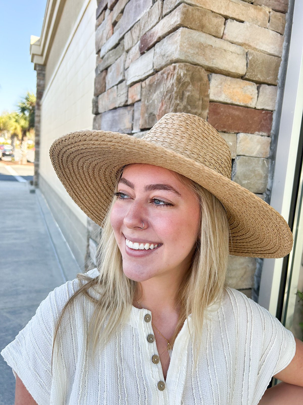 Tan Braided Straw Fedora - The Pink Pineapple 850