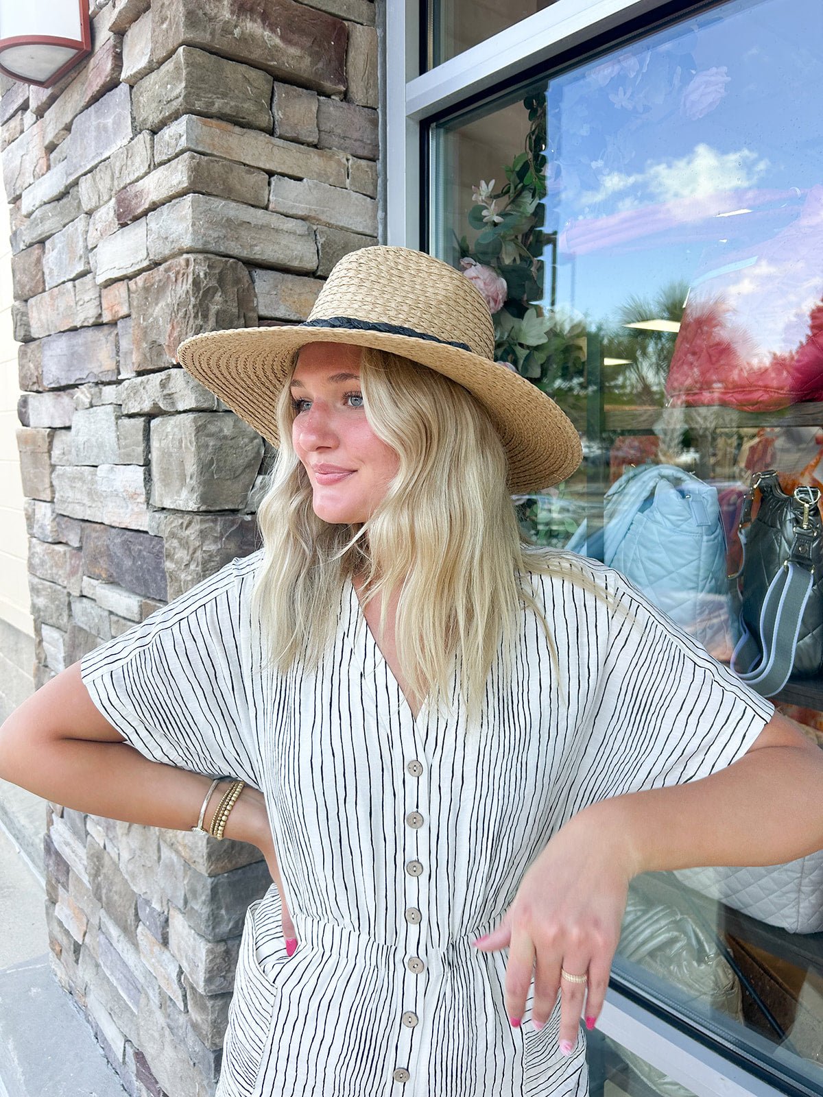 Tan Braided Straw Fedora - The Pink Pineapple 850
