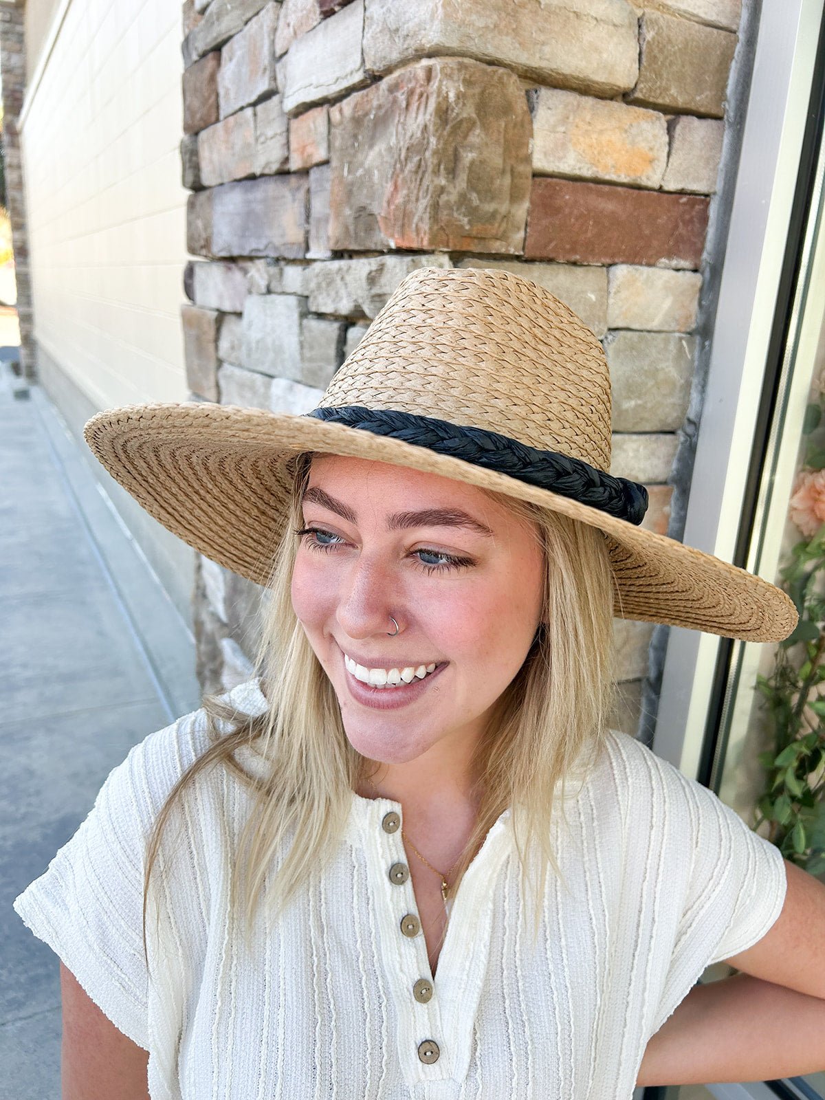 Tan Braided Straw Fedora - The Pink Pineapple 850