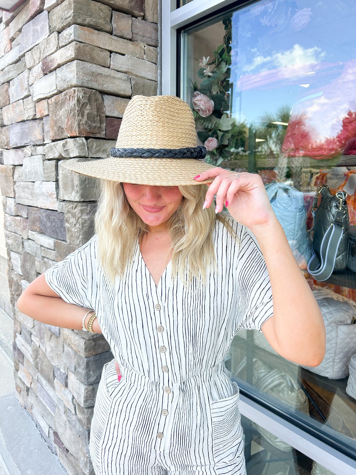 Tan Braided Straw Fedora - The Pink Pineapple 850