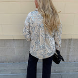Taupe Bloom Sequin Button - Front Velvet Blouse - The Pink Pineapple 850