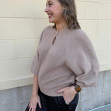 Taupe Wisdom Keyhole Sweater Top - The Pink Pineapple 850
