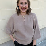 Taupe Wisdom Keyhole Sweater Top - The Pink Pineapple 850