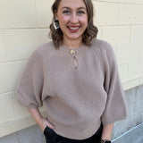 Taupe Wisdom Keyhole Sweater Top - The Pink Pineapple 850
