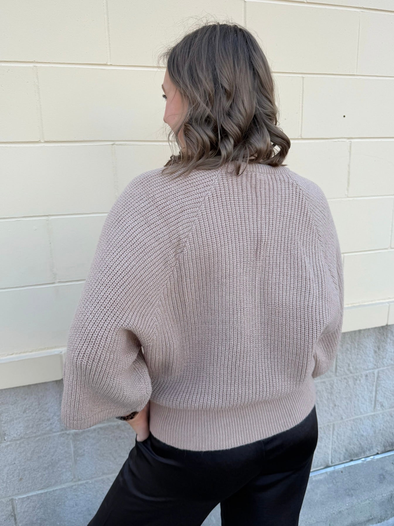 Taupe Wisdom Keyhole Sweater Top - The Pink Pineapple 850