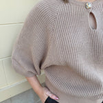Taupe Wisdom Keyhole Sweater Top - The Pink Pineapple 850
