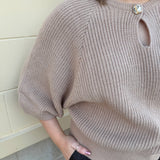 Taupe Wisdom Keyhole Sweater Top - The Pink Pineapple 850