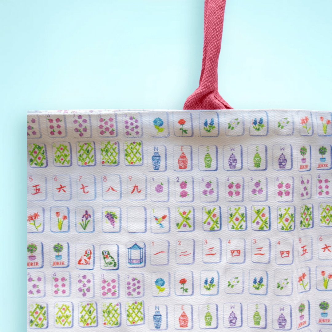 [Taylor Paladino] Mahjong Tiles Tote Bag - The Pink Pineapple 850