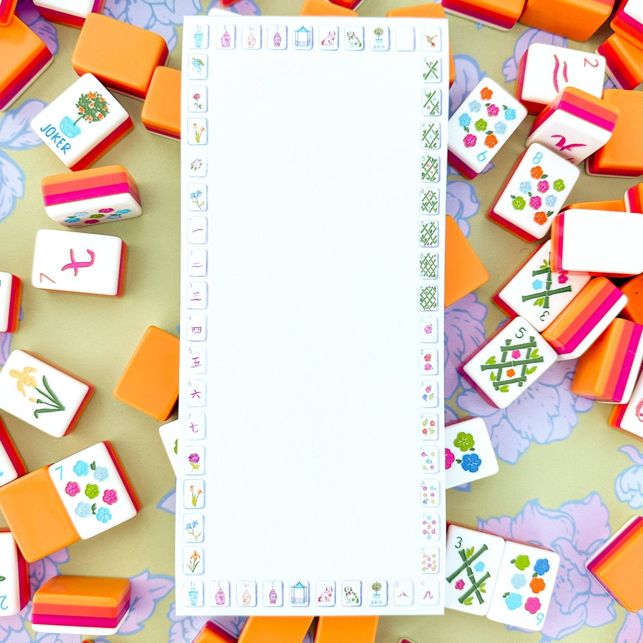[Taylor Paladino] Sunset Mahjong Tiles Border Listpad - The Pink Pineapple 850
