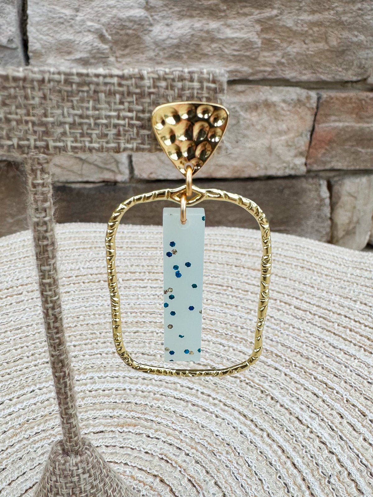 [Taylor Shaye] Blue Glitz Stick Rectangle Hoops - The Pink Pineapple 850