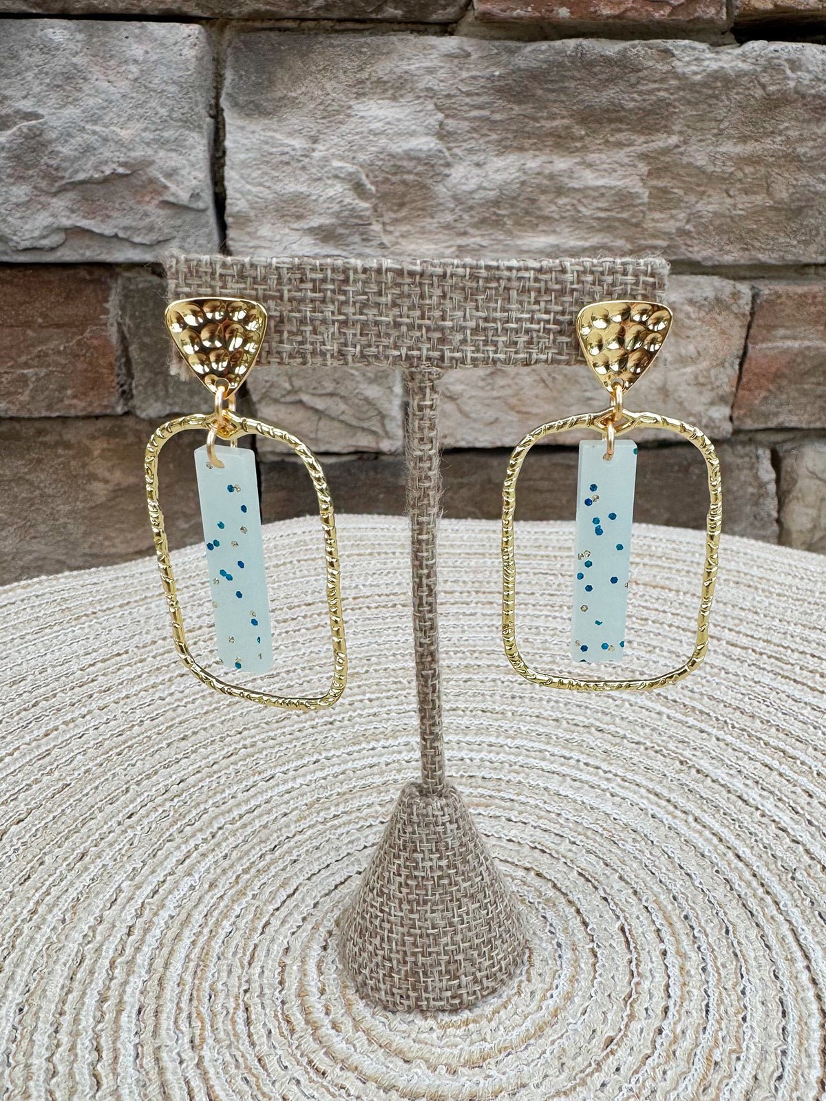 [Taylor Shaye] Blue Glitz Stick Rectangle Hoops - The Pink Pineapple 850