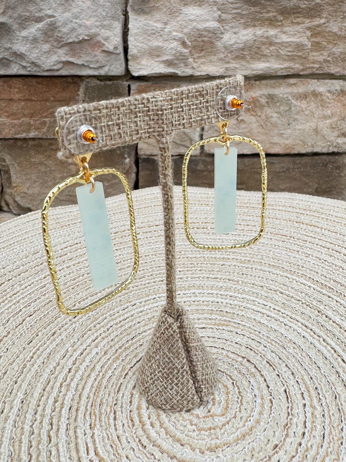 [Taylor Shaye] Blue Glitz Stick Rectangle Hoops - The Pink Pineapple 850