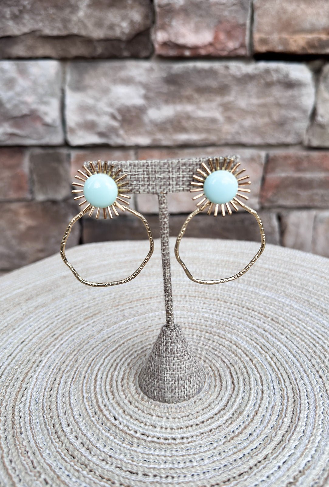 [Taylor Shaye] Colorful Sunburst Hoops in Mint - The Pink Pineapple 850