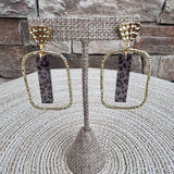 [Taylor Shaye] Dark Leopard Stick Rectangle Hoops - The Pink Pineapple 850