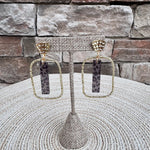 [Taylor Shaye] Dark Leopard Stick Rectangle Hoops - The Pink Pineapple 850