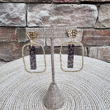 [Taylor Shaye] Dark Leopard Stick Rectangle Hoops - The Pink Pineapple 850