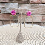 Taylor Shaye Glitter Top Hot Pink Rectangle Hoops - The Pink Pineapple 850
