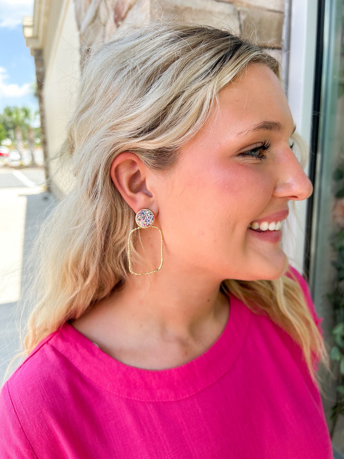 Taylor Shaye Glitter Top Round Hoops - Cherry - The Pink Pineapple 850
