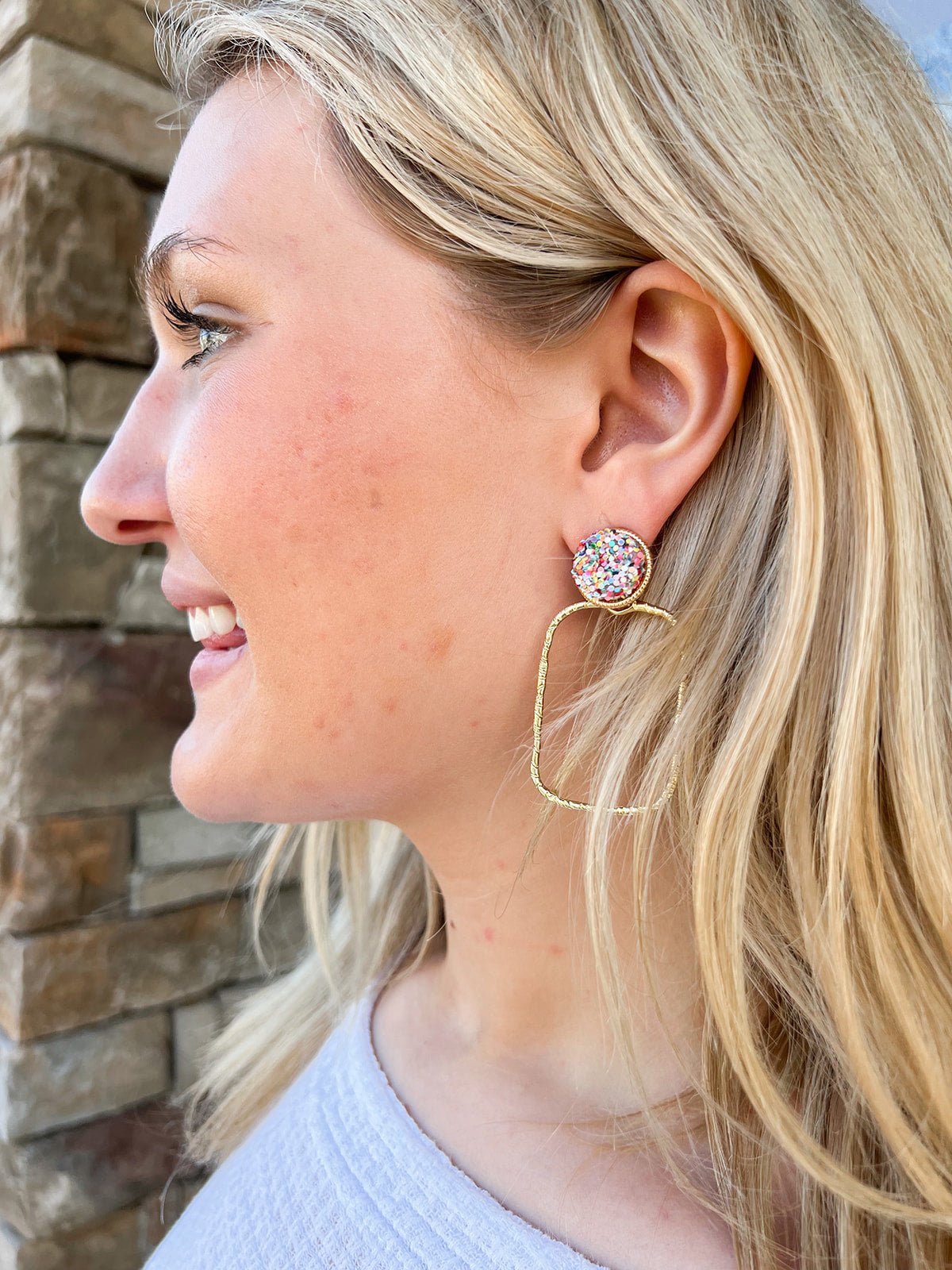 Taylor Shaye Glitter Top Round Hoops - Cherry - The Pink Pineapple 850