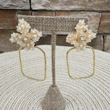 [Taylor Shaye] Jenna Pearl Flower Spring Hoops in Peach - The Pink Pineapple 850