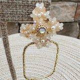 [Taylor Shaye] Jenna Pearl Flower Spring Hoops in Peach - The Pink Pineapple 850