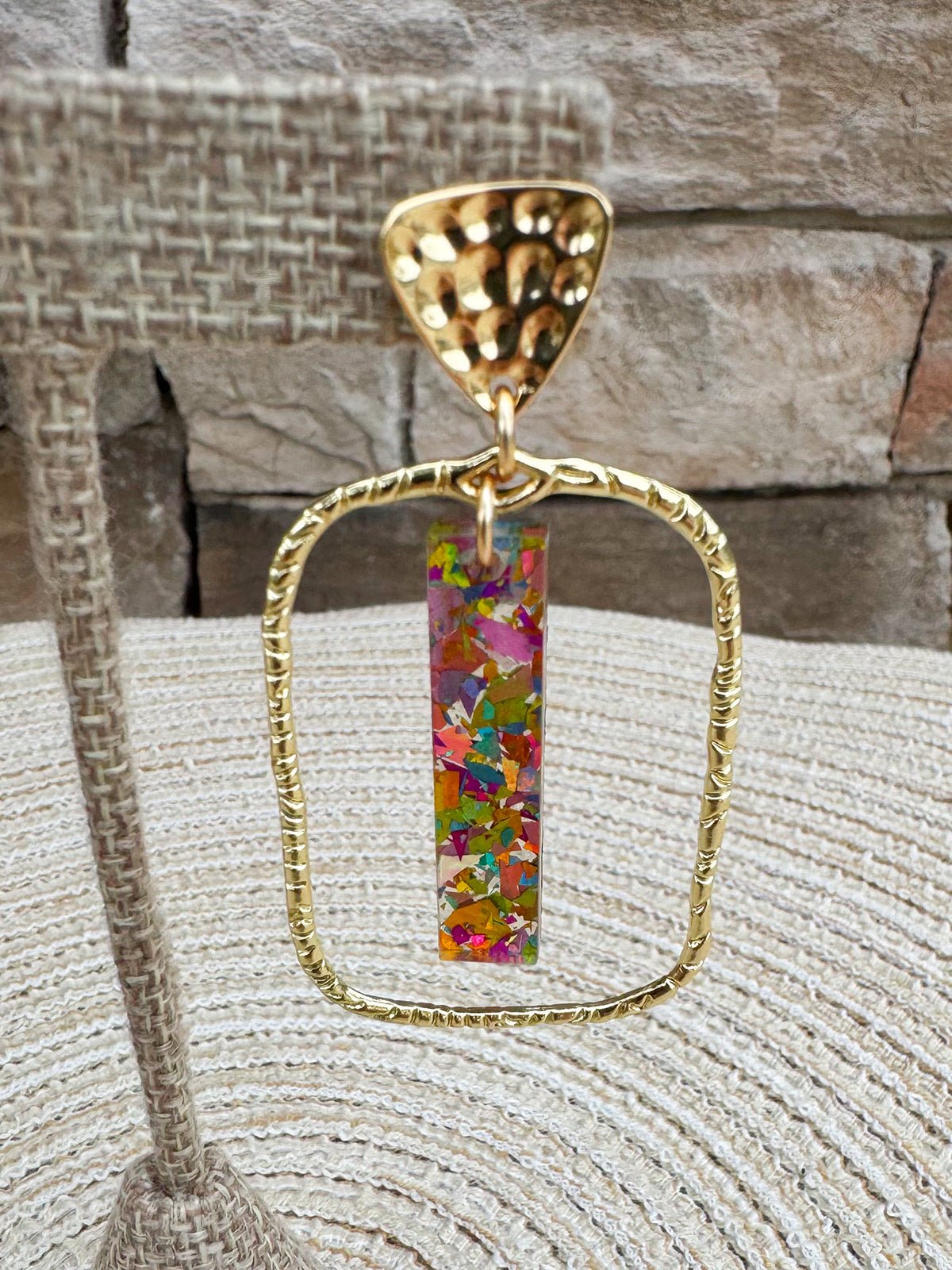 [Taylor Shaye] Pastel Confetti Stick Rectangle Hoops - The Pink Pineapple 850