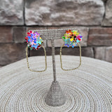 [Taylor Shaye] Rainbow Iridescent Spring Flower Rectangle Hoops - The Pink Pineapple 850