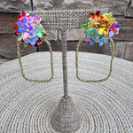 [Taylor Shaye] Rainbow Iridescent Spring Flower Rectangle Hoops - The Pink Pineapple 850