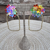 [Taylor Shaye] Rainbow Iridescent Spring Flower Rectangle Hoops - The Pink Pineapple 850