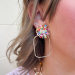 [Taylor Shaye] Rainbow Sequin Sunburst Rectangle Hoops - The Pink Pineapple 850