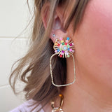 [Taylor Shaye] Rainbow Sequin Sunburst Rectangle Hoops - The Pink Pineapple 850