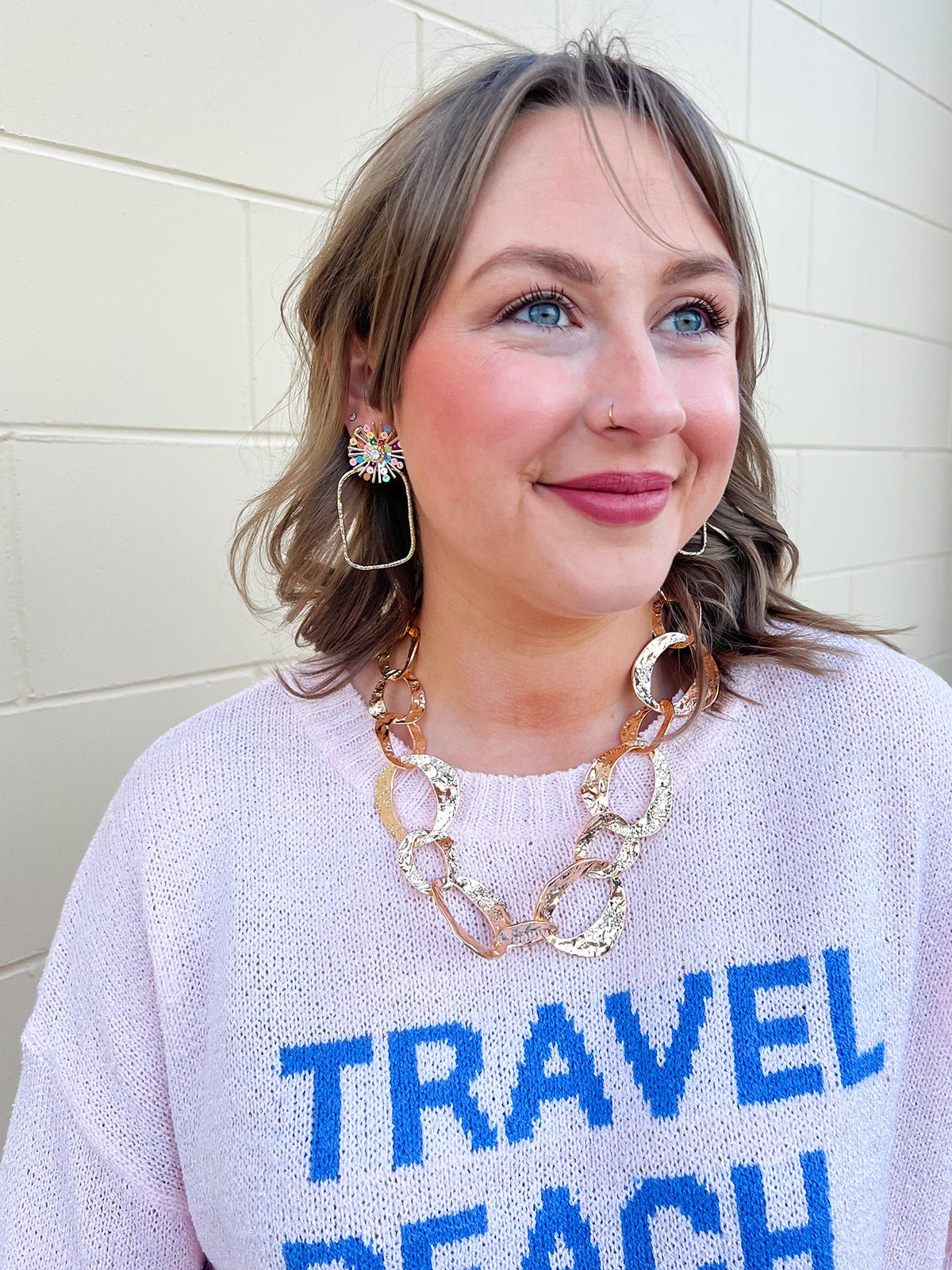 [Taylor Shaye] Rainbow Sequin Sunburst Rectangle Hoops - The Pink Pineapple 850