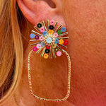 [Taylor Shaye] Rainbow Sequin Sunburst Rectangle Hoops - The Pink Pineapple 850