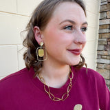 Taylor Shaye Striped Gold Oval Hoops - The Pink Pineapple 850